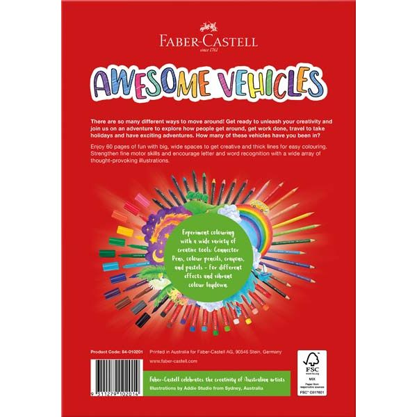 Faber Castell Awesome Vehicles Colouring Book, A4 - 60 Pages - Image 3