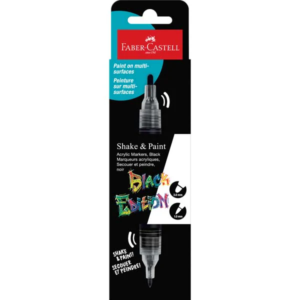 Faber Castell Black Edition Acrylic Shake & Paint Marker, Black - 1 Pack