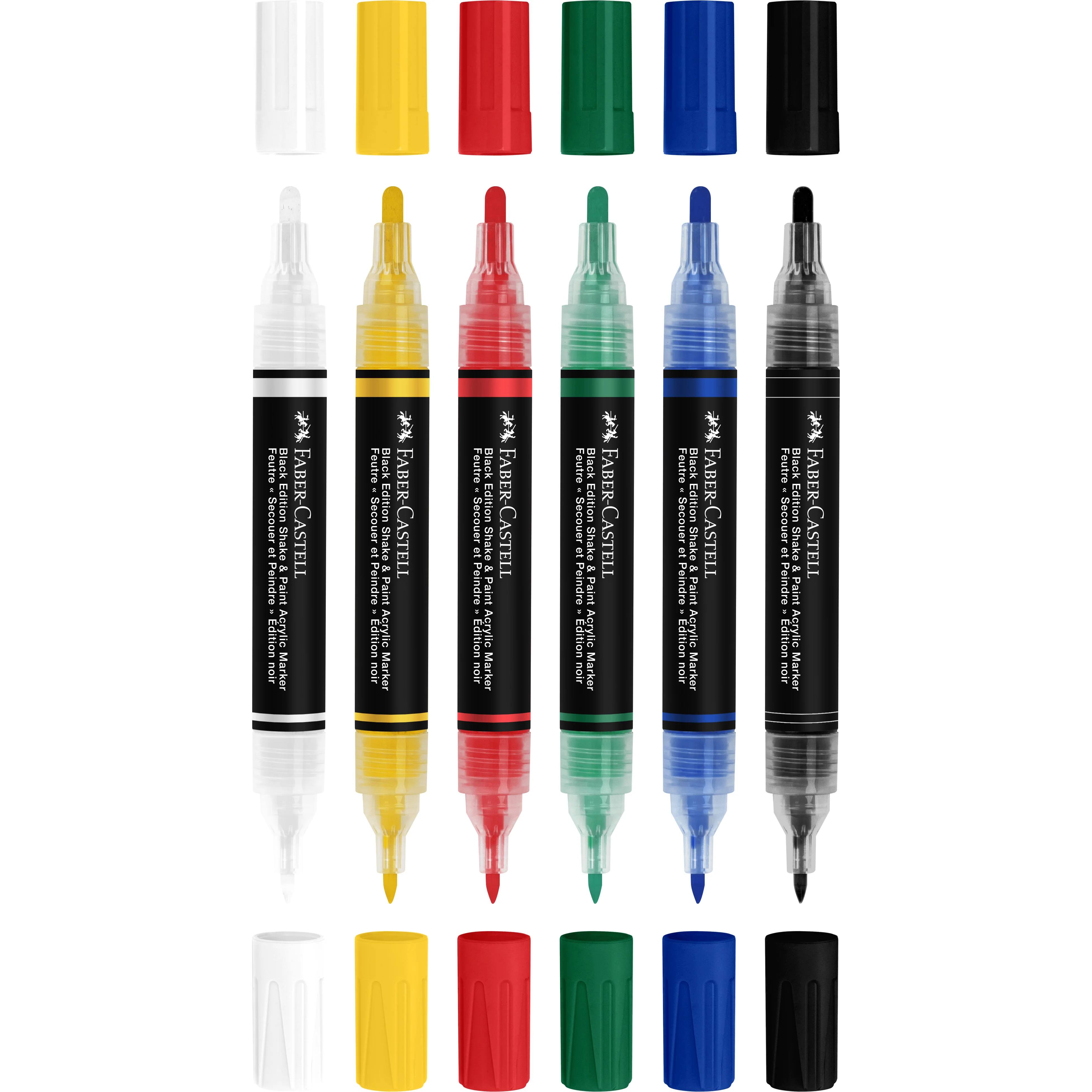 Faber Castell Black Edition Shake & Paint Markers, Classic colours, Set of 6 - Image 2