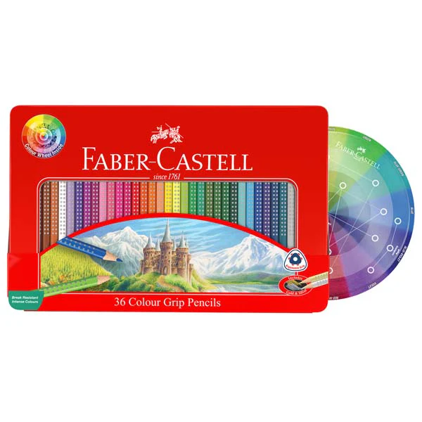 Faber Castell Grip Colour Pencils, Assorted Colours - Tin of 36 - Image 4