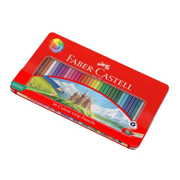 Faber Castell Grip Colour Pencils, Assorted Colours - Tin of 36 - Image 5