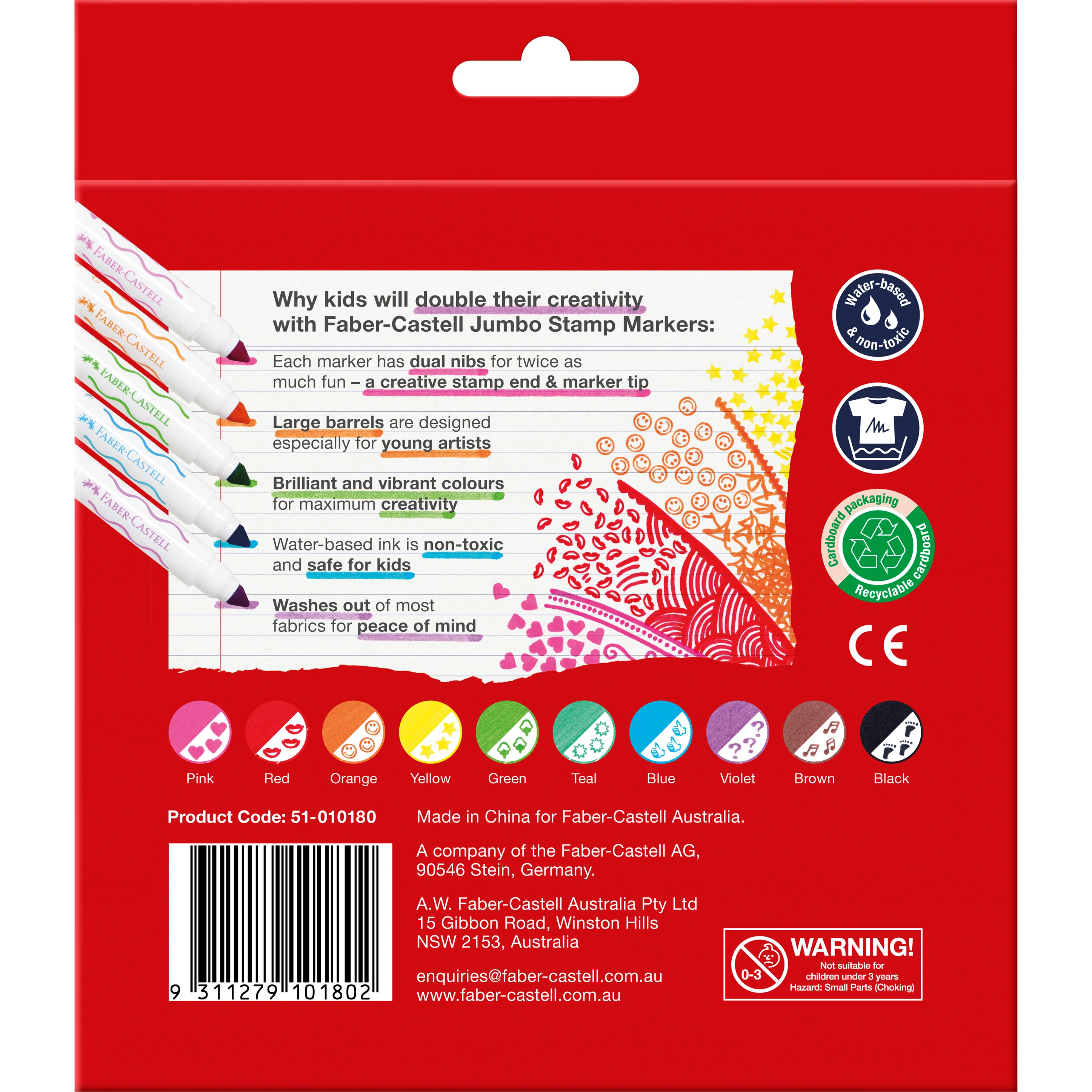 Faber Castell Jumbo Stamp Markers – Pack of 10 - Image 3