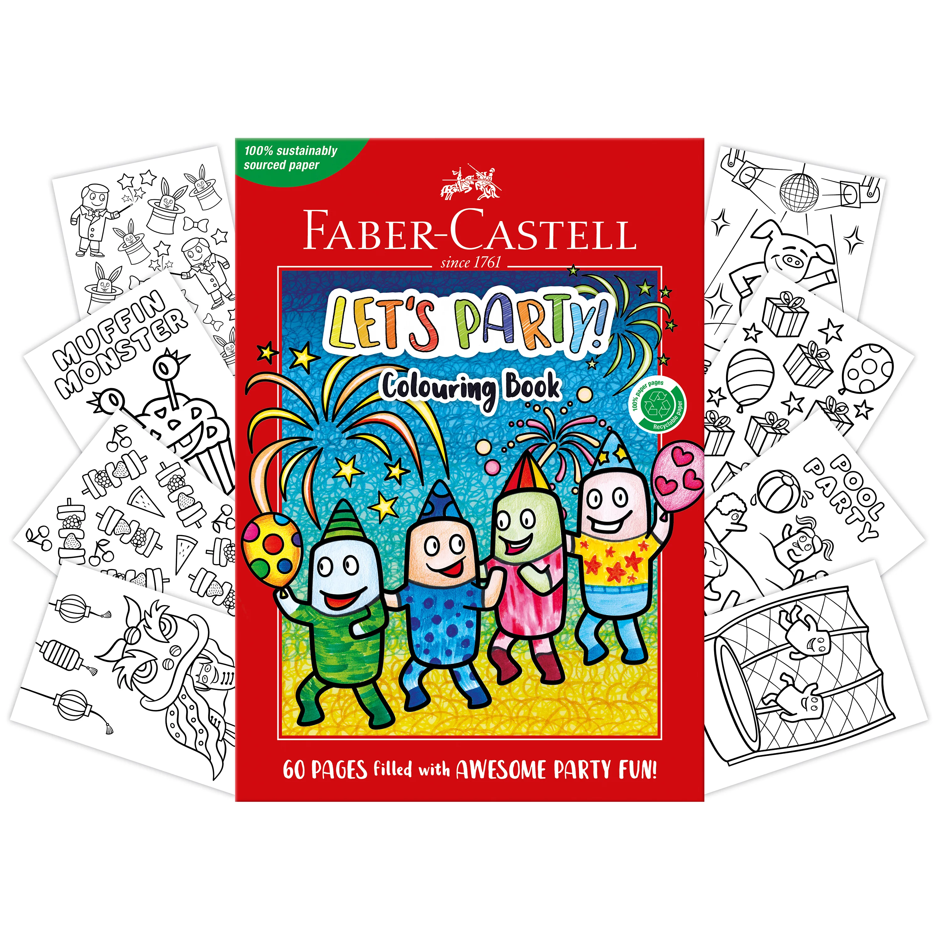 Faber Castell Let's Party Colouring Book 60 pages - Image 3