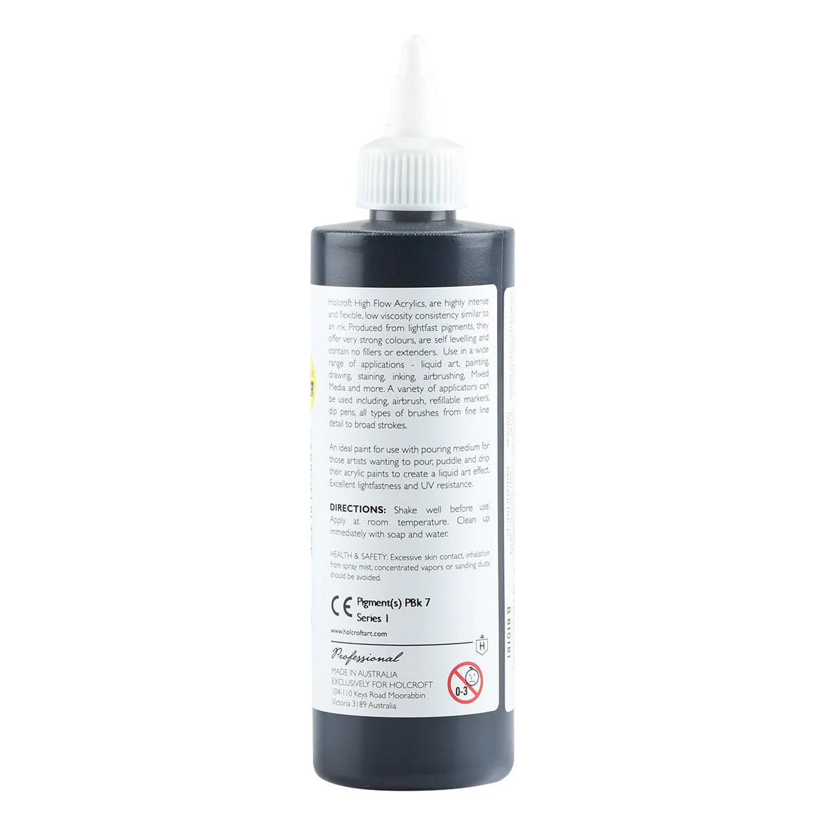 Holcroft High Flow Acrylic Paint Carbon Black 250ml - Image 2