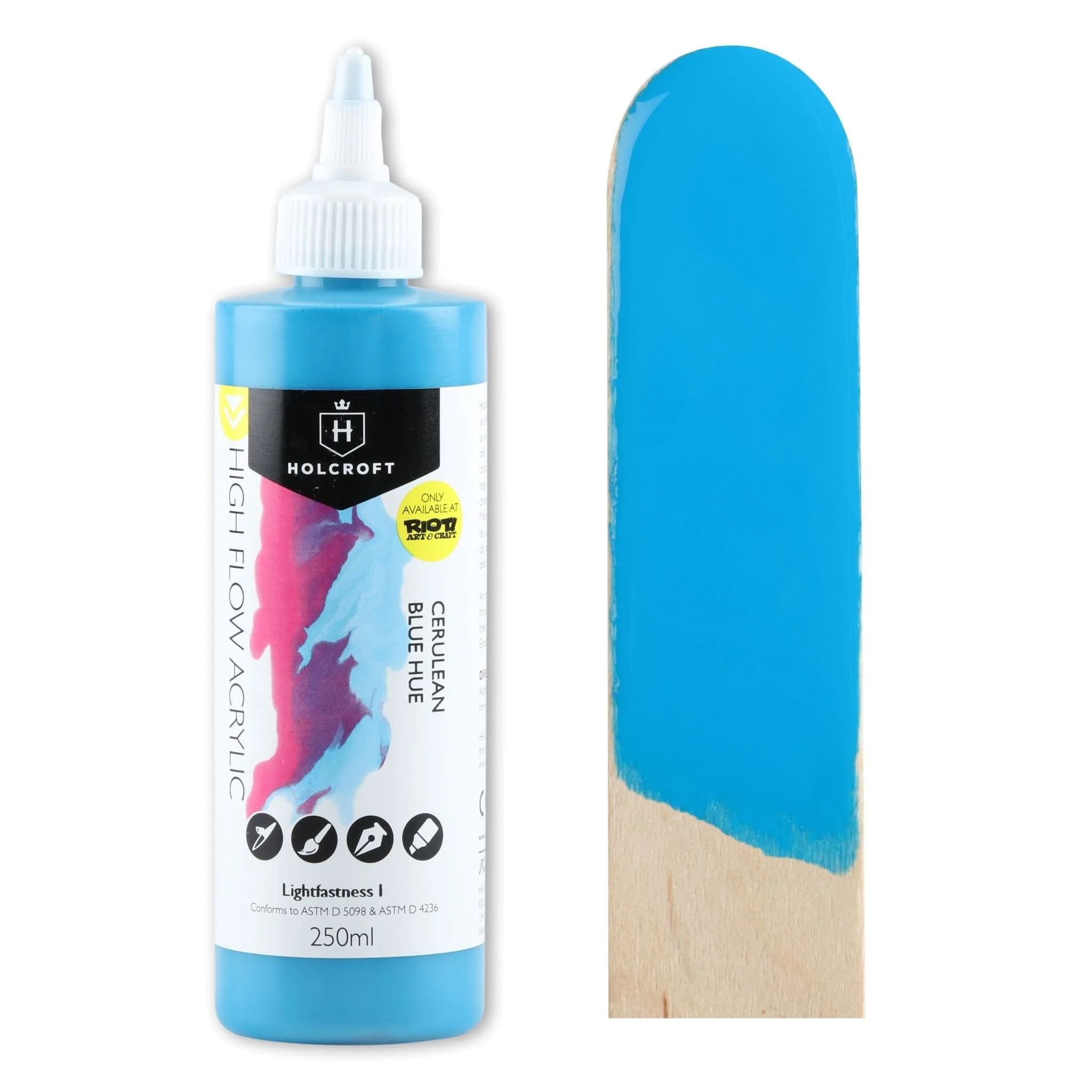 Holcroft High Flow Acrylic Paint Cerulean Blue 250ml