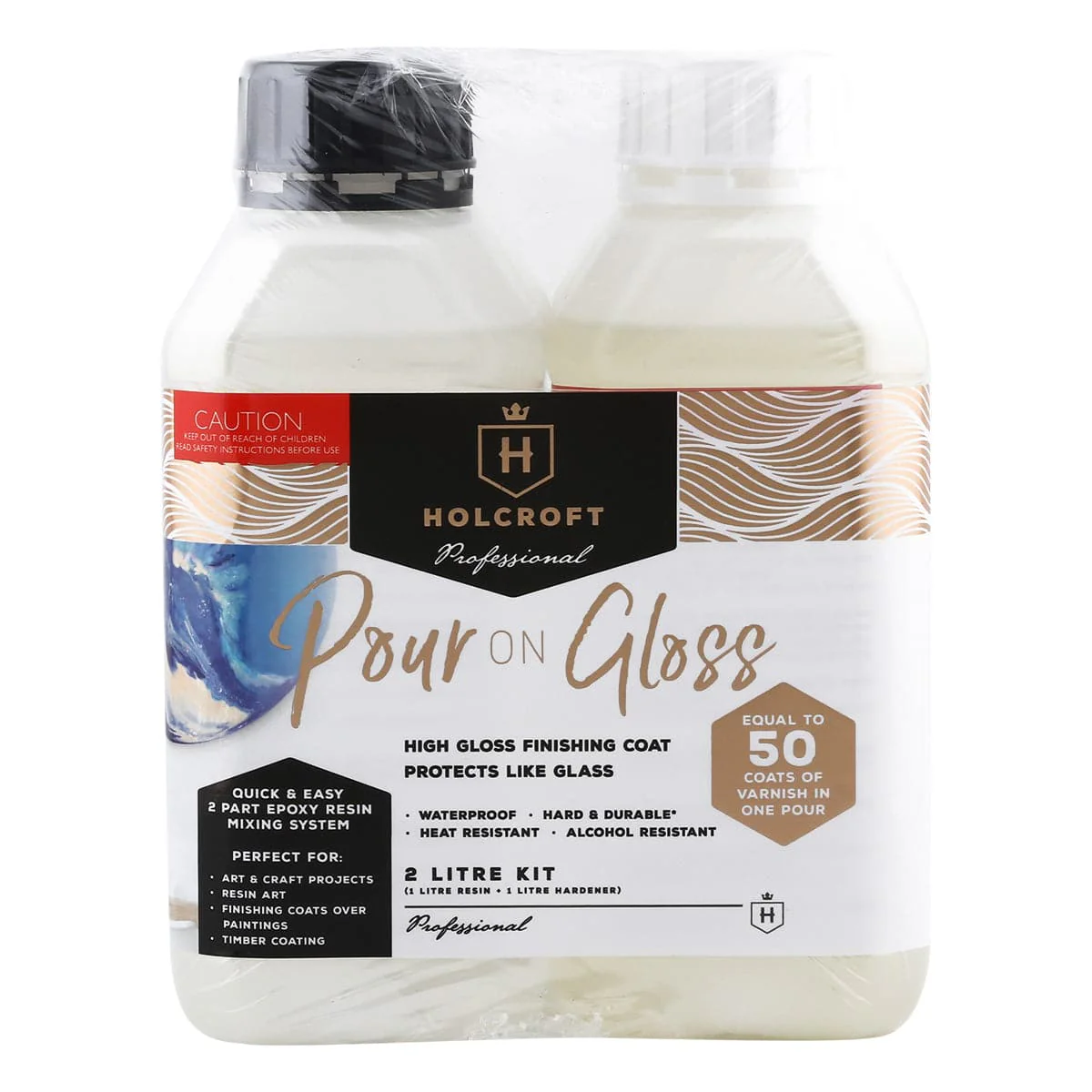 Holcroft Pour On Gloss Resin Art Varnish Kit 2L Kit - Image 3