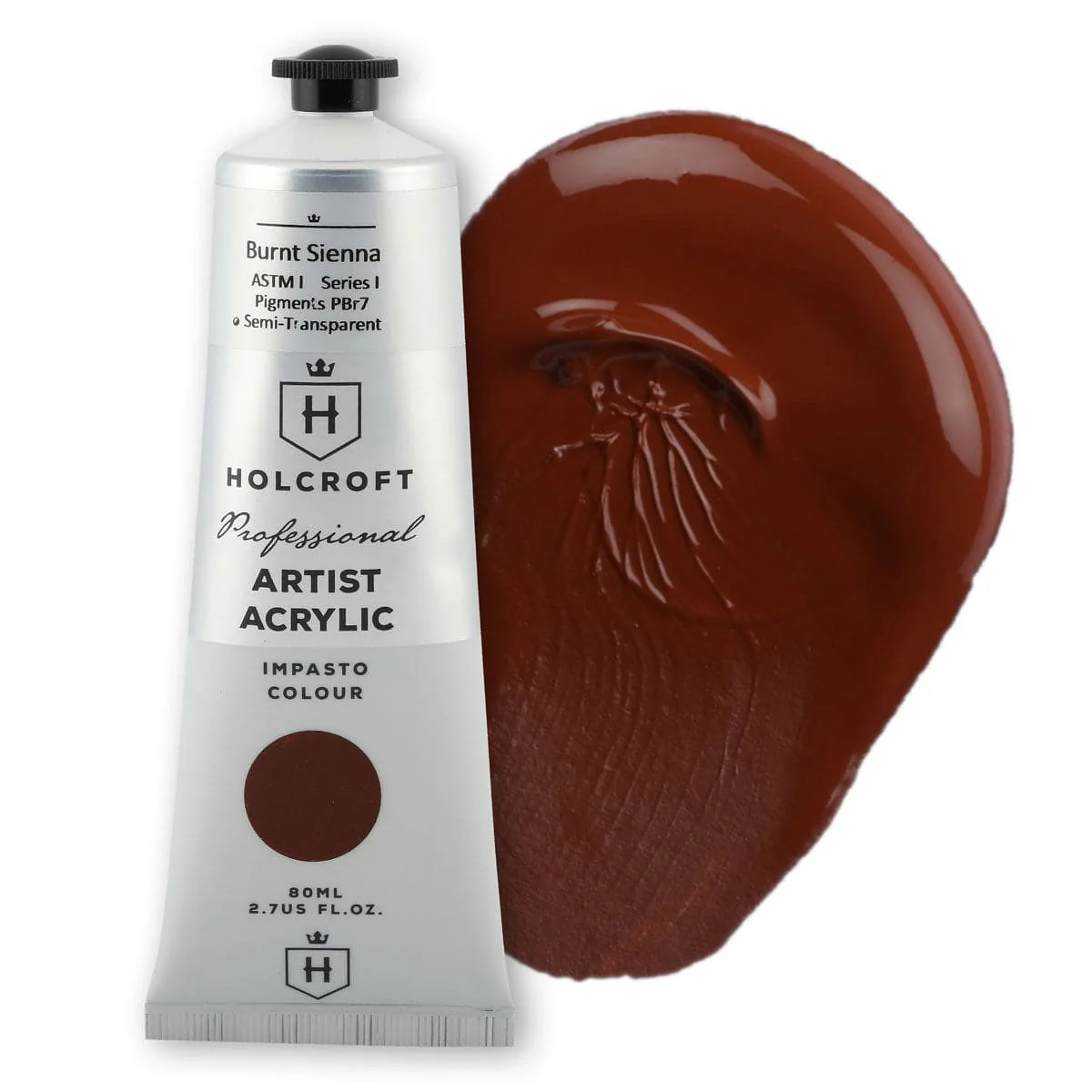 Holcroft Professional Acrylic Impasto Paint Burnt Sienna S1 80ml