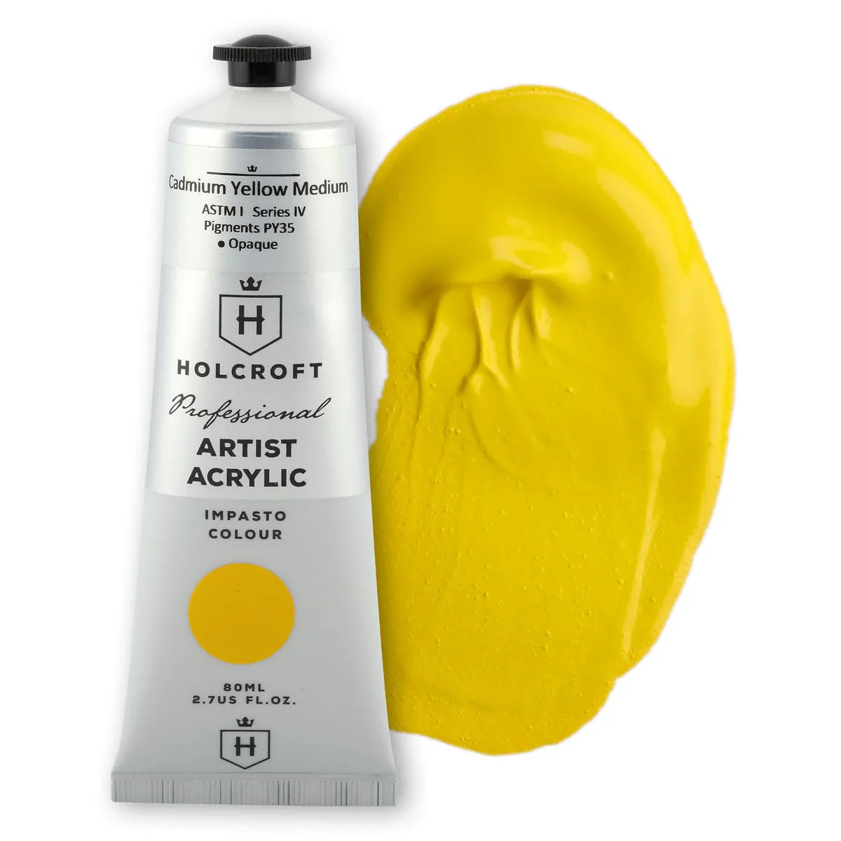 Holcroft Professional Acrylic Impasto Paint Cadmium Yellow Medium S4 80ml