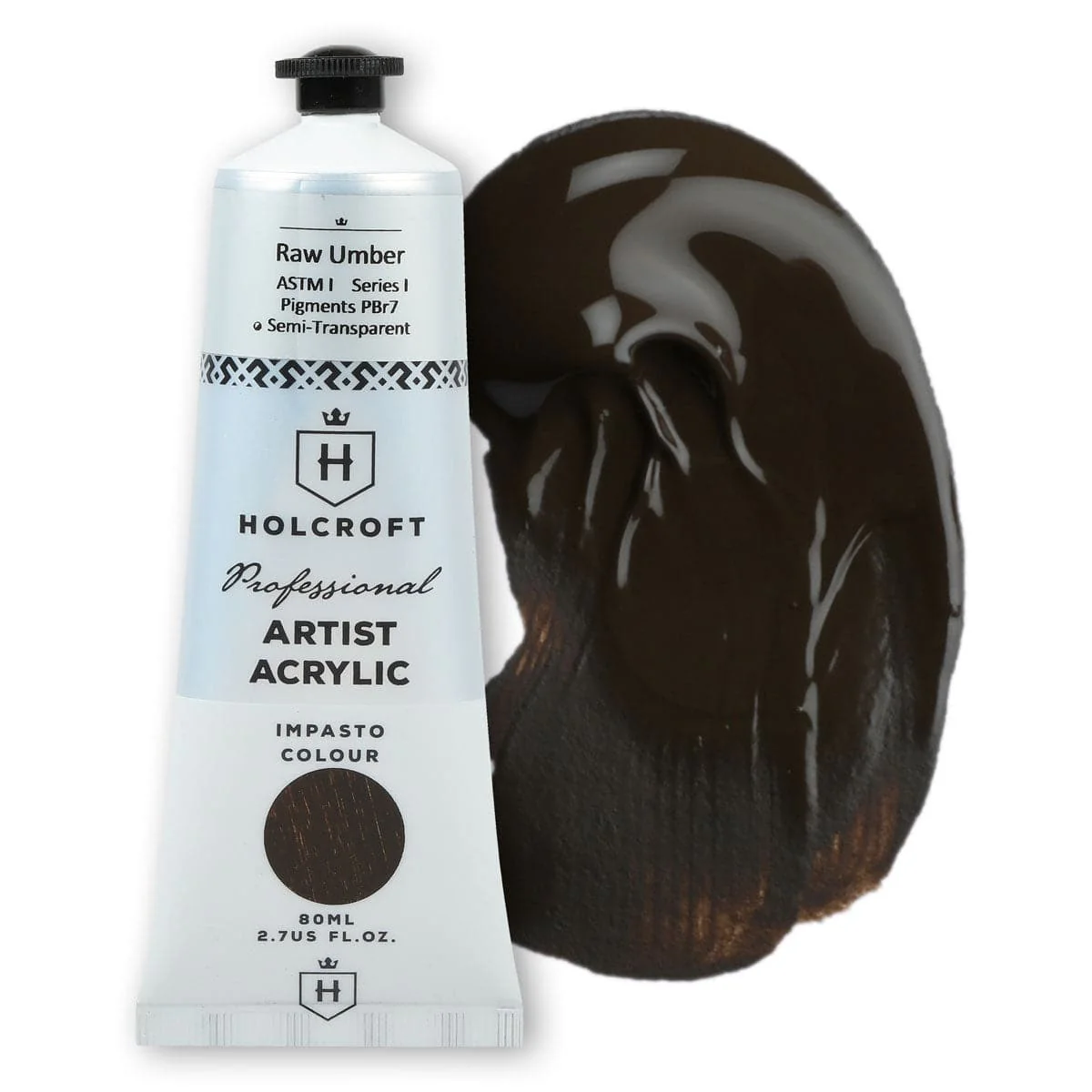 Holcroft Professional Acrylic Impasto Paint Raw Umber S1 80ml