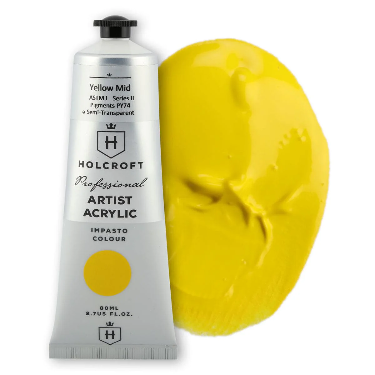 Holcroft Professional Impasto Acrylic Paint 80ml Yellow Mid S2