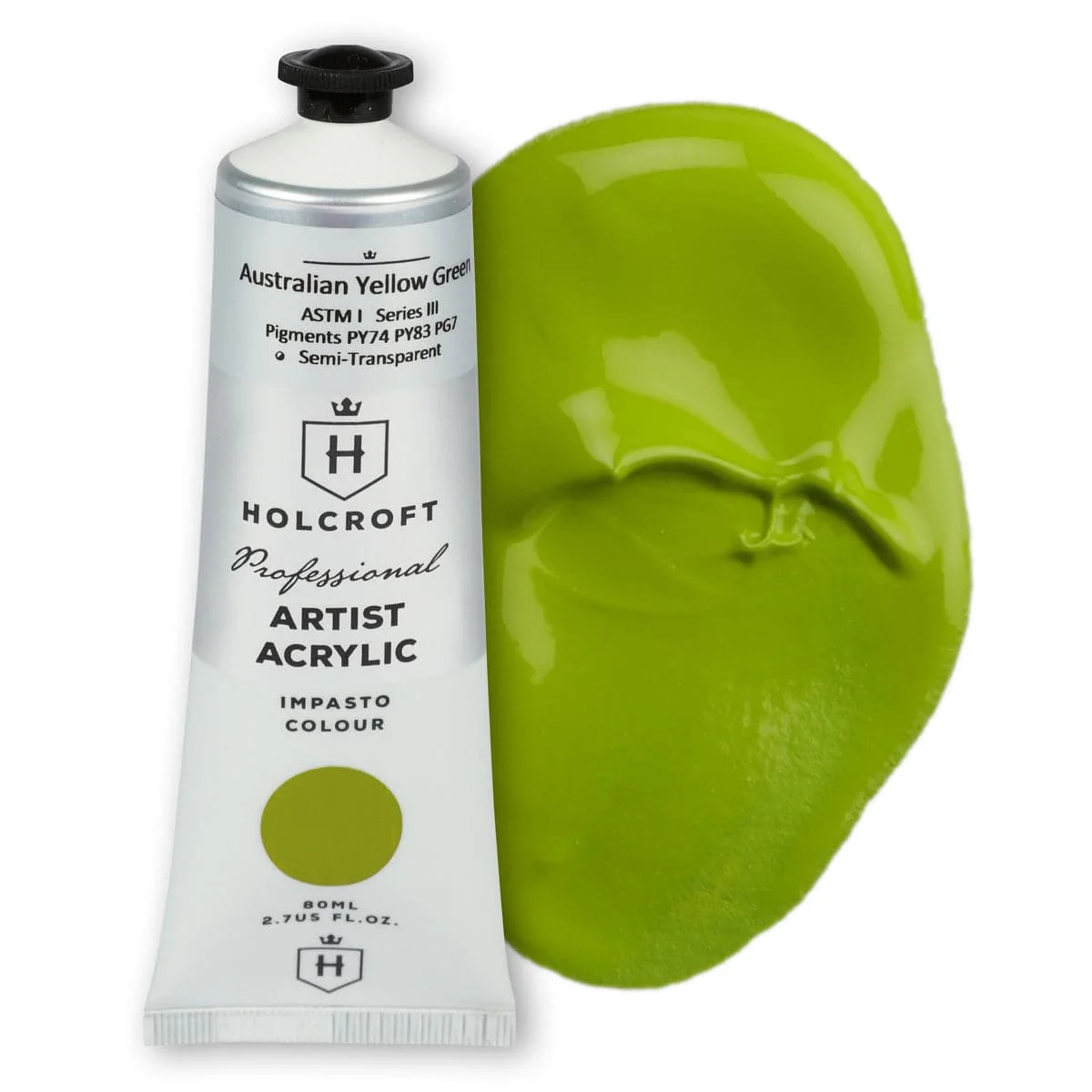 Holcroft Professional Acrylic Impasto Paint Australian Series Yellow Green 80ml