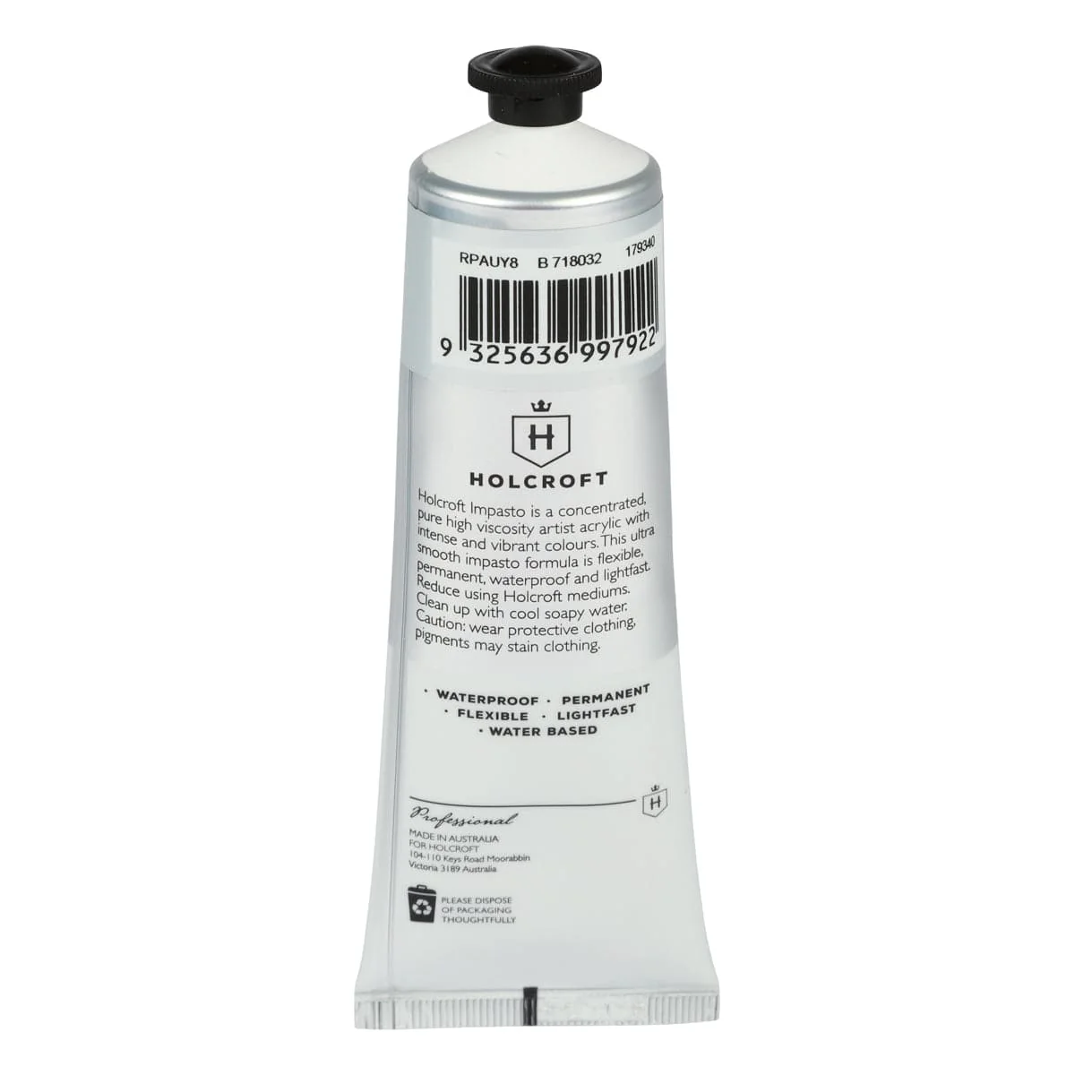Holcroft Professional Acrylic Impasto Paint Australian Series Yellow Green 80ml - Image 3