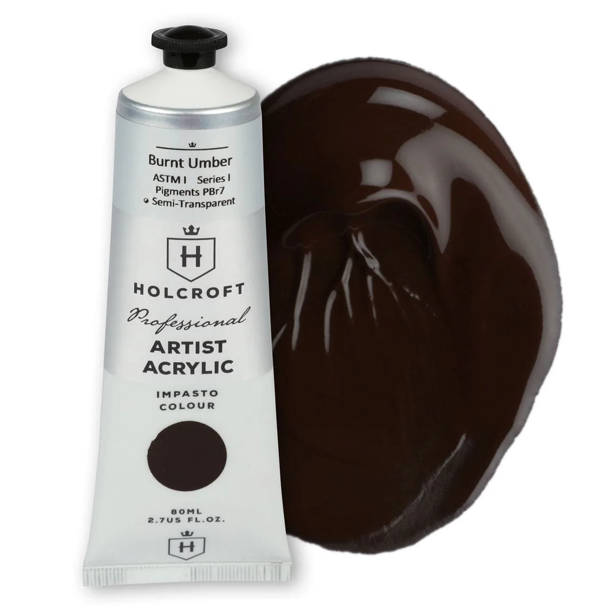 Holcroft Professional Acrylic Impasto Paint Burnt Umber S1 80ml