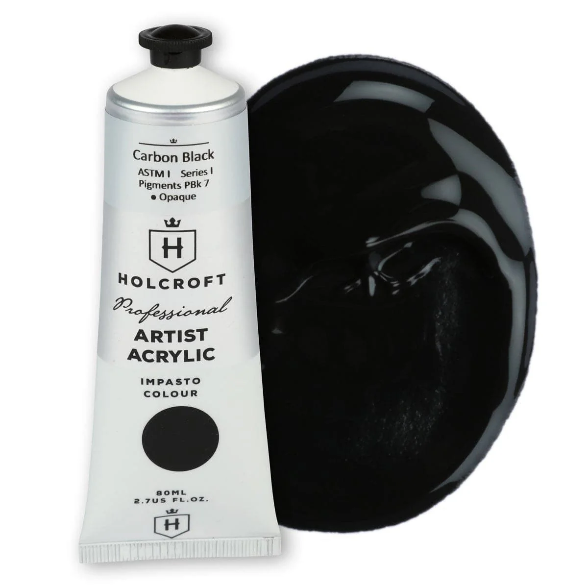Holcroft Professional Acrylic Impasto Paint Carbon Black 80ml