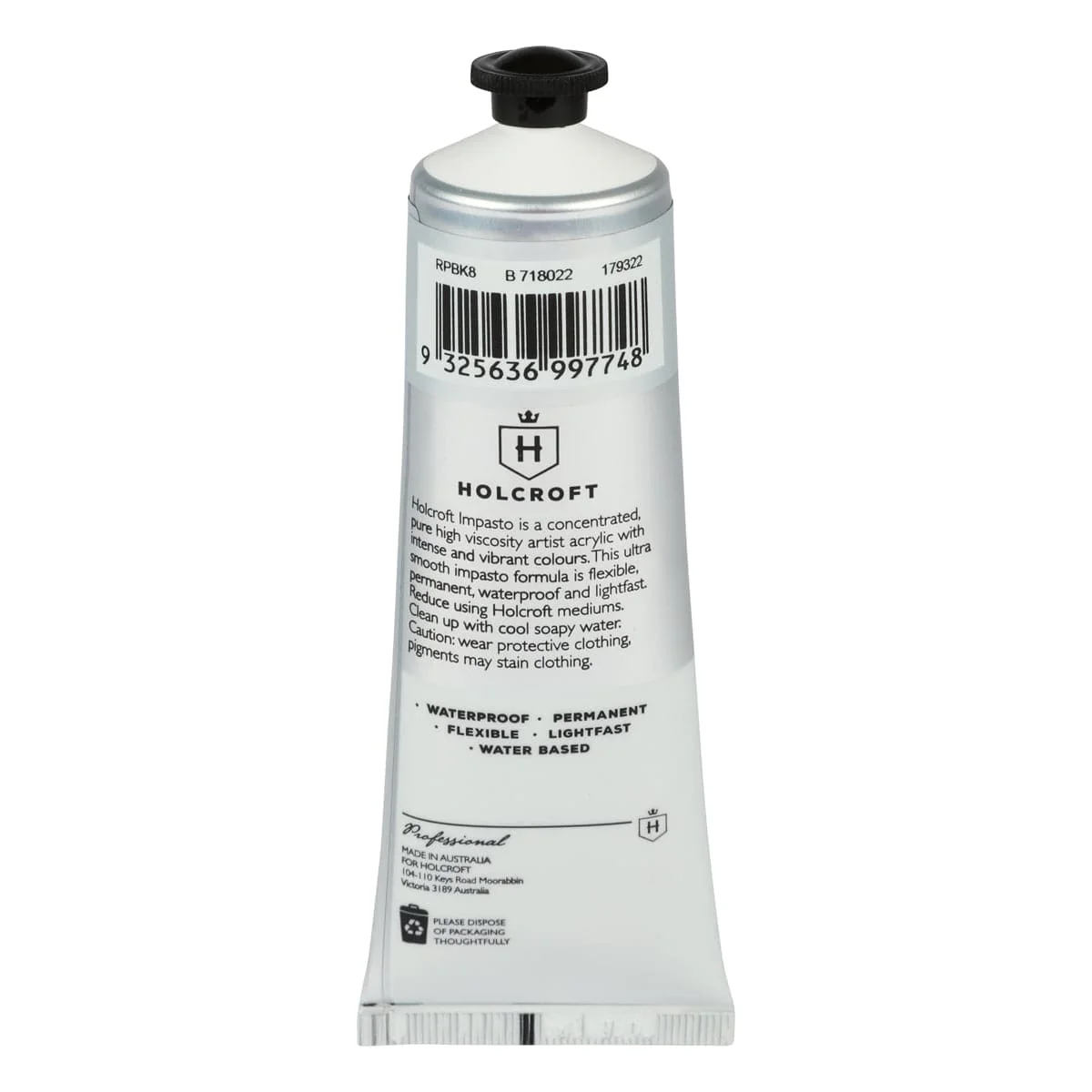 Holcroft Professional Acrylic Impasto Paint Carbon Black 80ml - Image 3