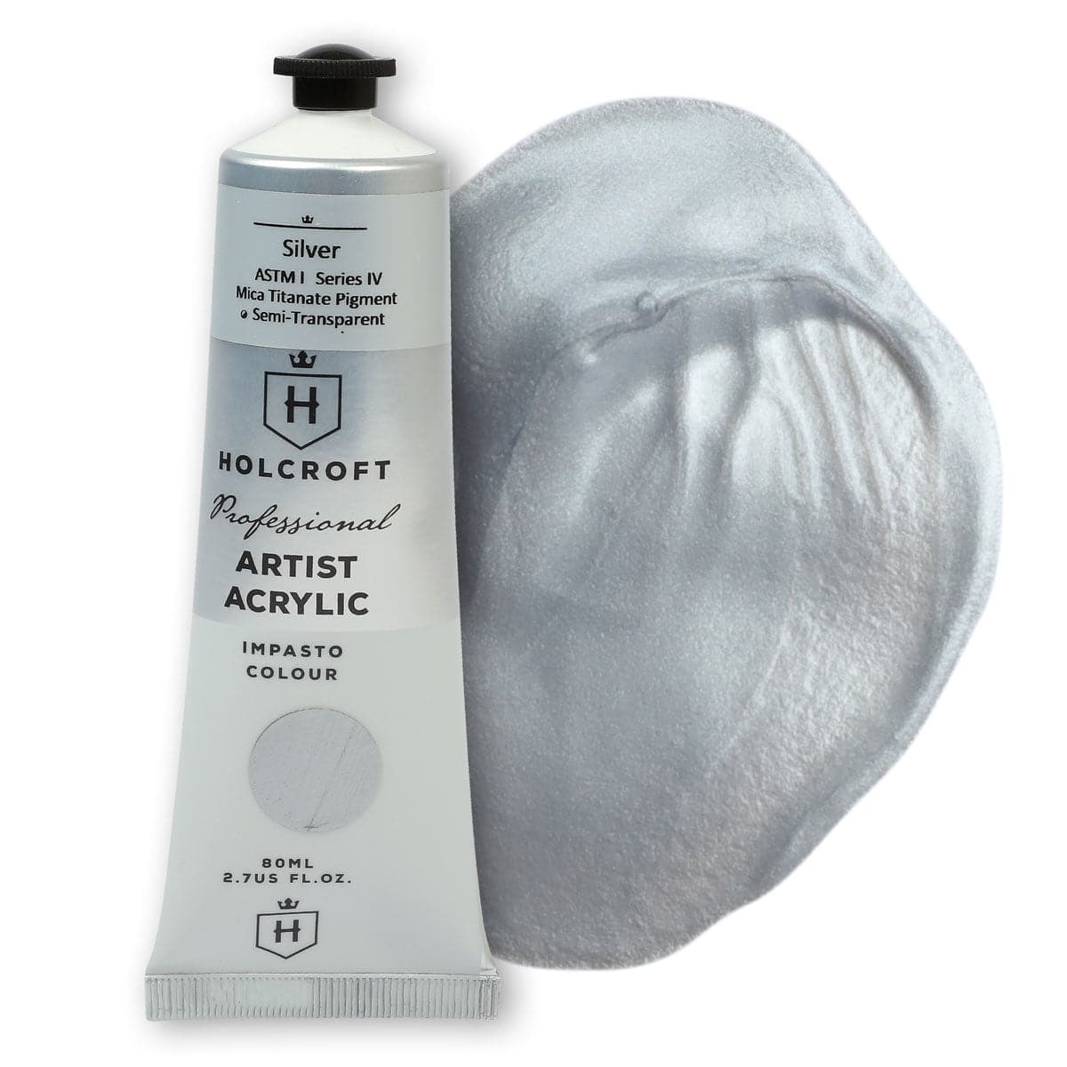 Holcroft Professional Acrylic Impasto Paint Silver 80ml
