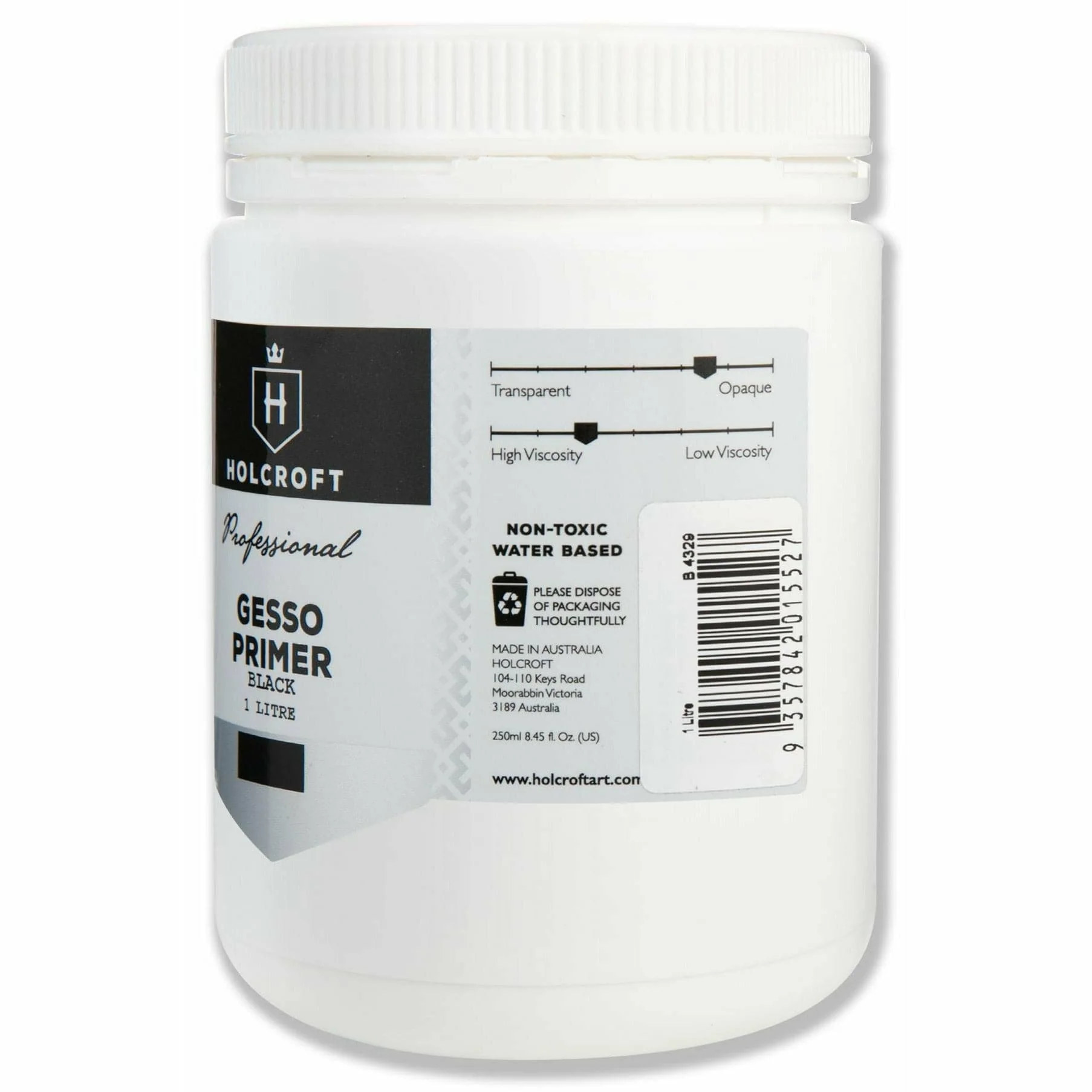 Holcroft Professional Acrylic Black Gesso 1 Litre - Image 3