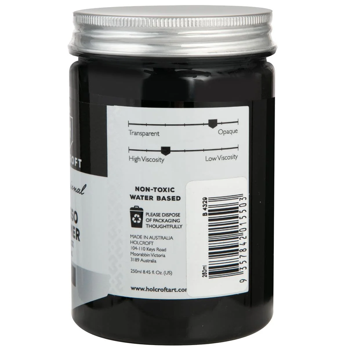 Holcroft Professional Acrylic Black Gesso 250mL - Image 3