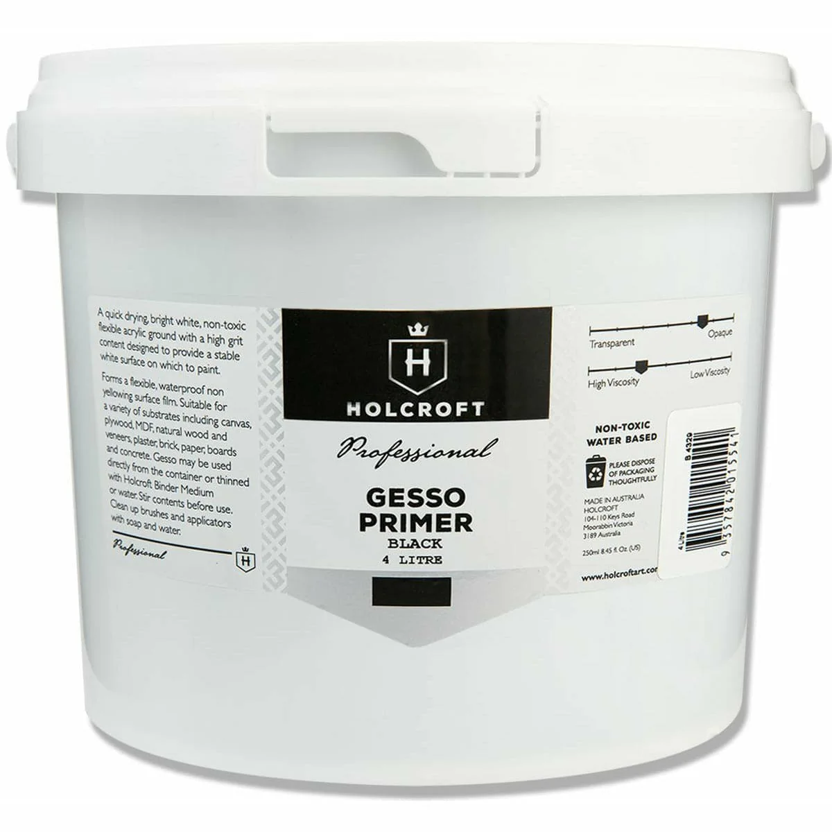 Holcroft  Professional Acrylic Black Gesso 4 Litre