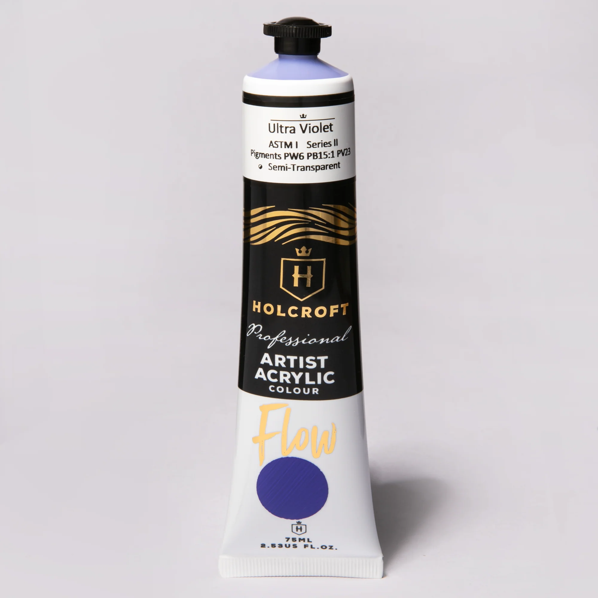 Holcroft Professional Acrylic Flow Paint 75ml Ultra Violet Series 2 - Image 2