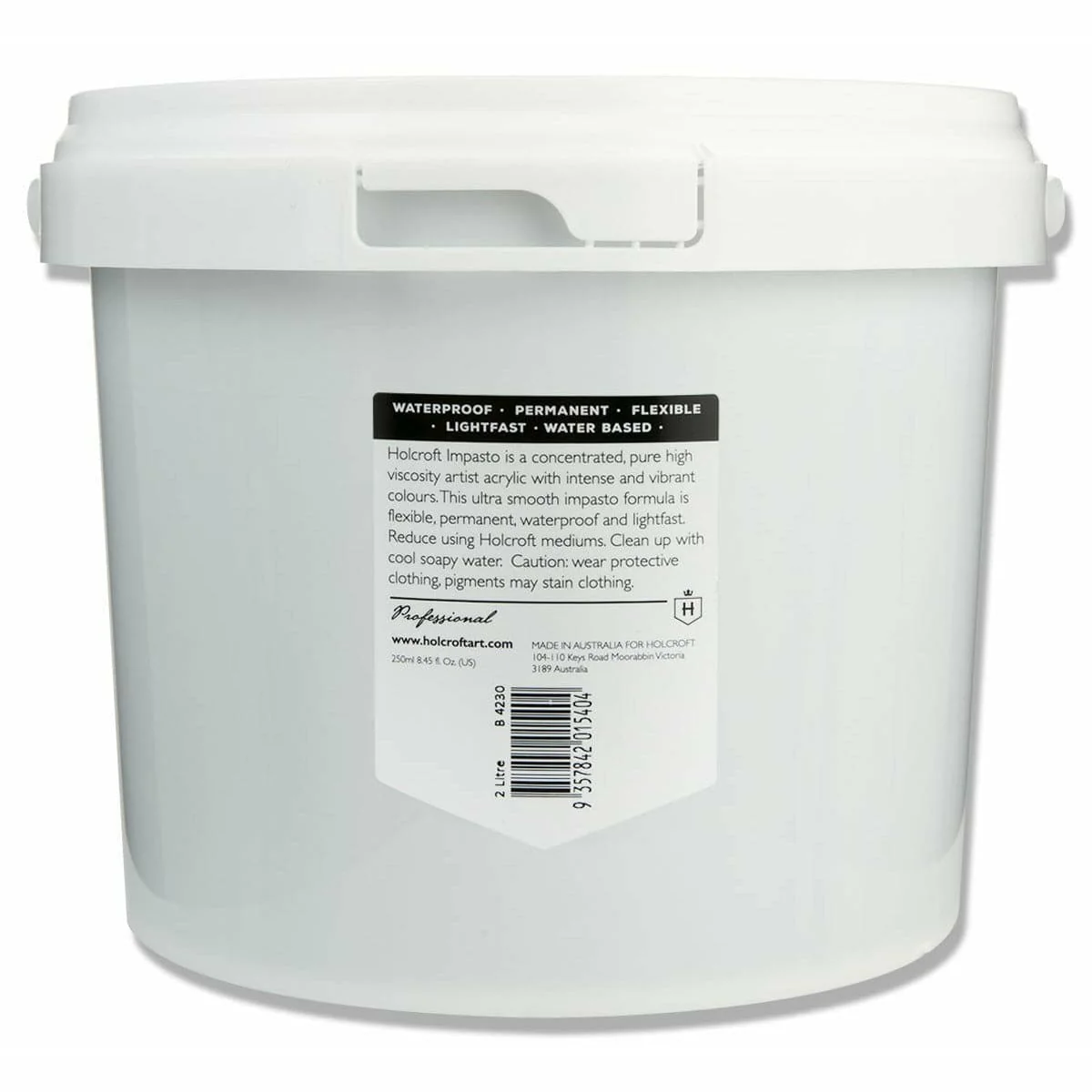 Holcroft Professional Acrylic Impasto Paint-Carbon Black 2 Litre - Image 2