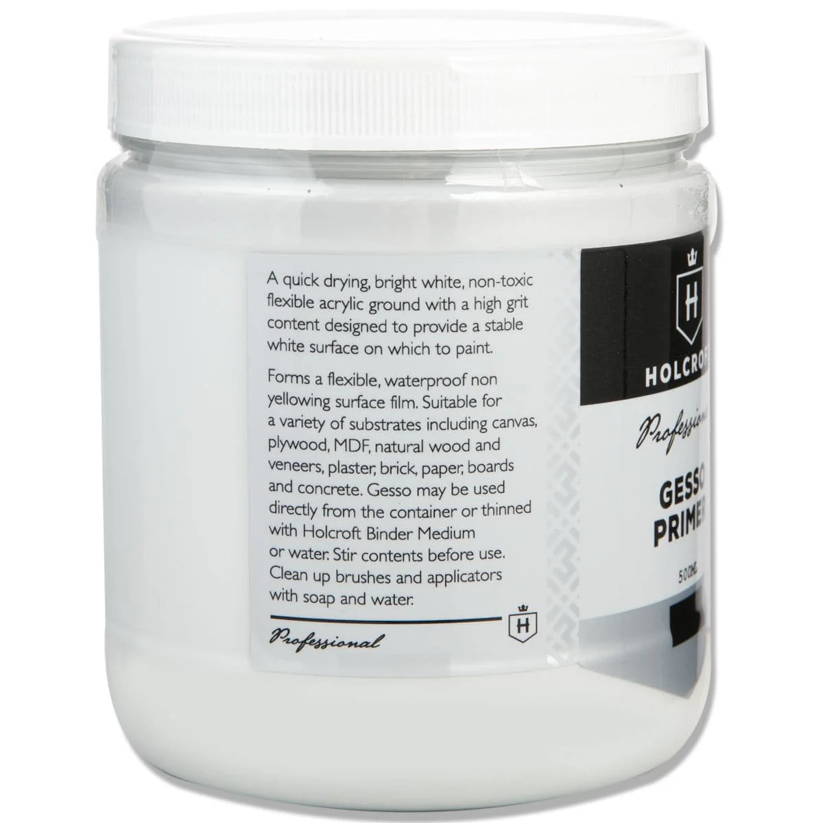 Holcroft Professional Acrylic White Gesso 500ml - Image 2