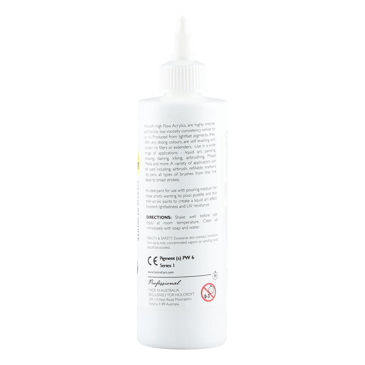 Holcroft High Flow Acrylic Paint Titanium White 250ml - Image 2
