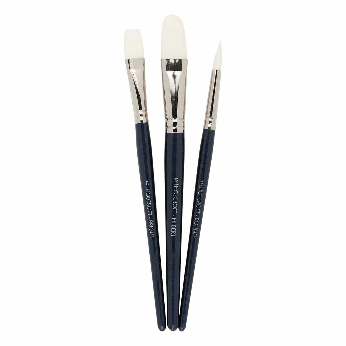 Holcroft Oil, Acrylic & Watercolour Brush Set White 3 Pack - Image 4