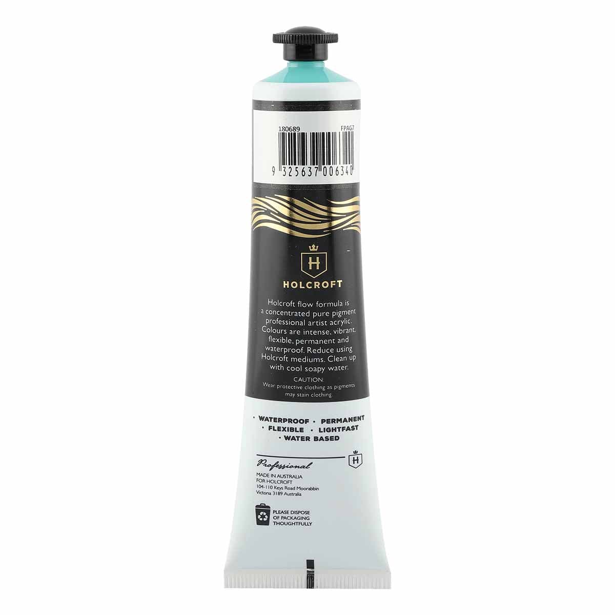 Holcroft Professional Acrylic Flow Paint Aqua Green Light S2 ASTM1 75ml - Image 3