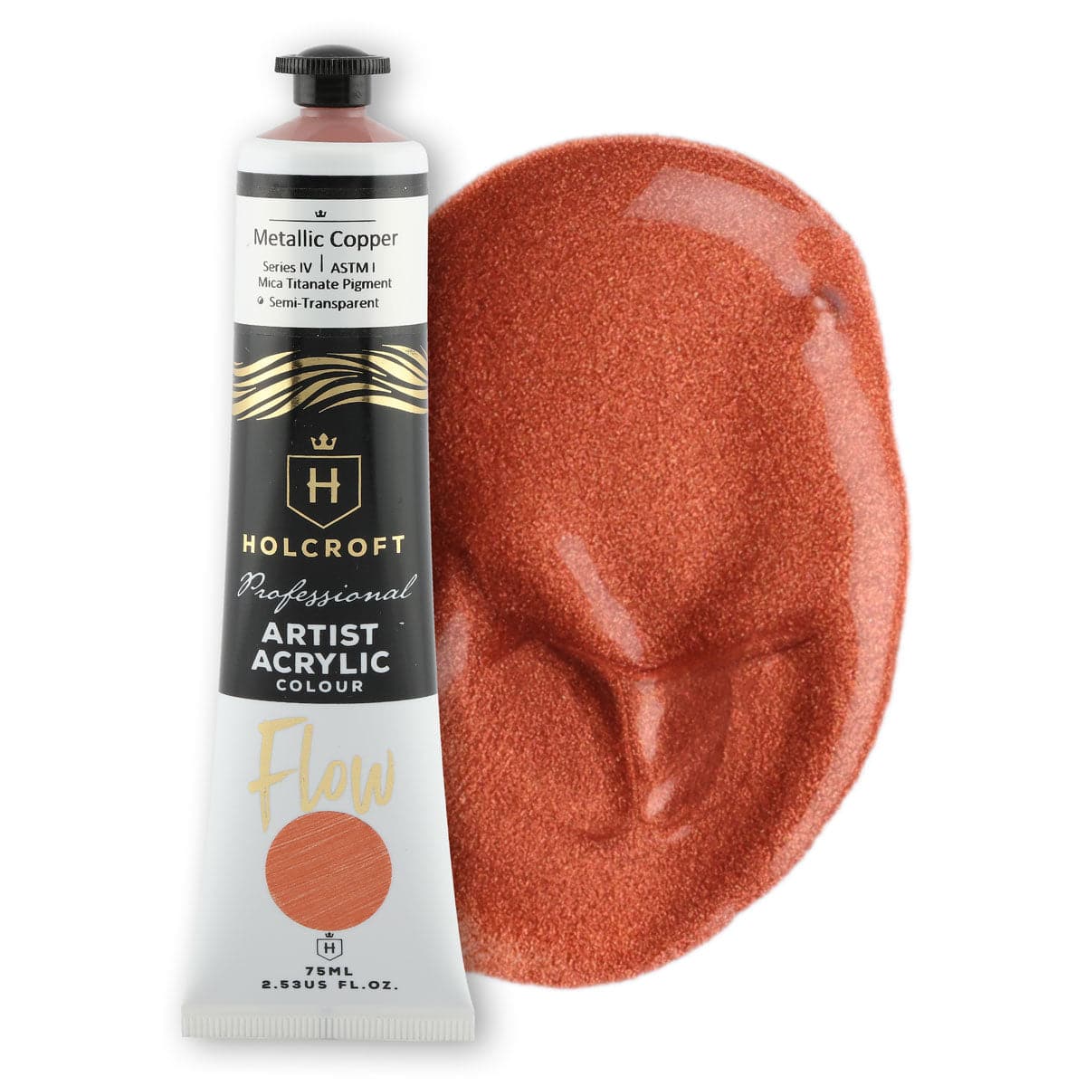 Holcroft Professional Acrylic Flow Paint 75ml Metallic Copper S4 ASTM1