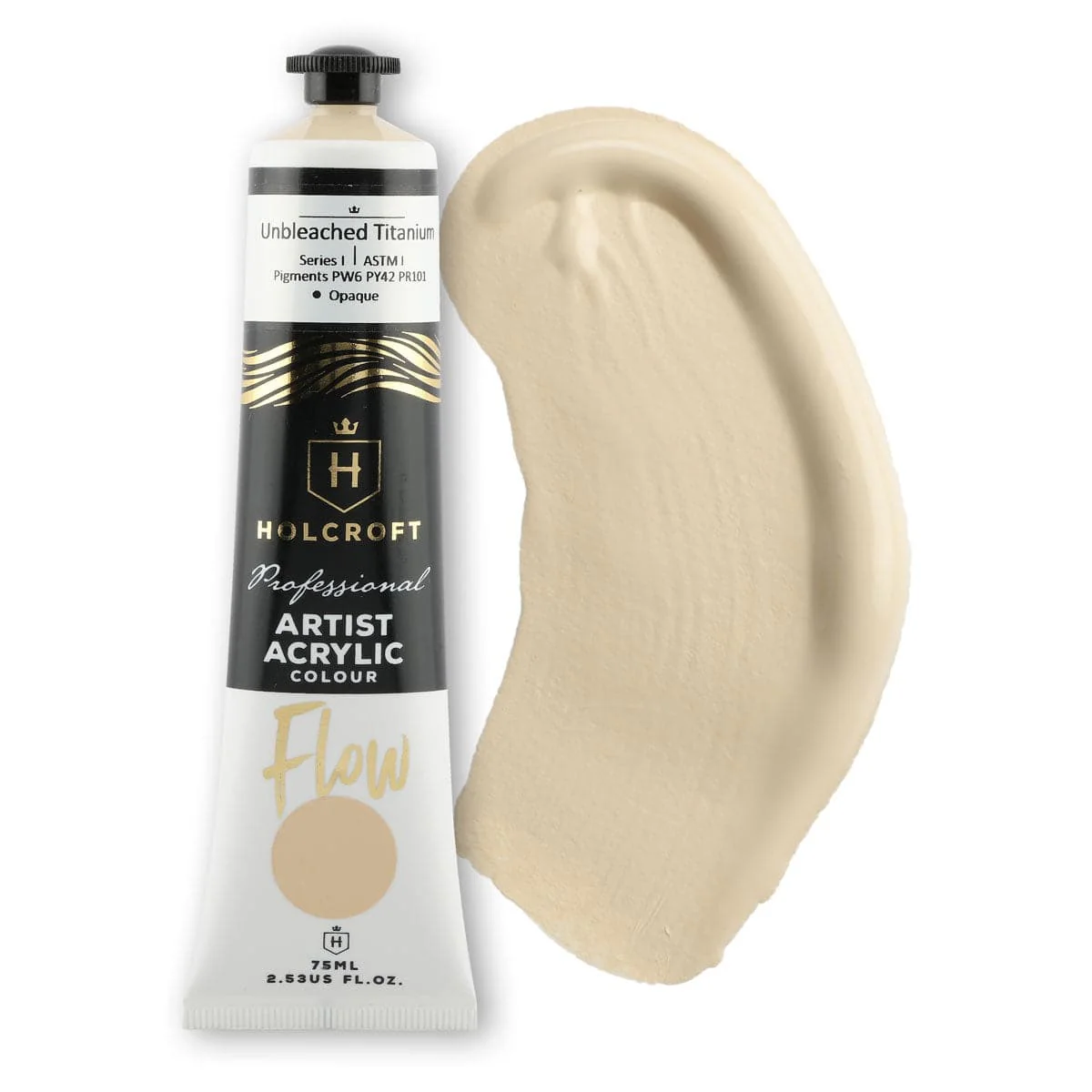 Holcroft Professional Acrylic Flow Paint 75ml Unbleached Titanium S1 ASTM1
