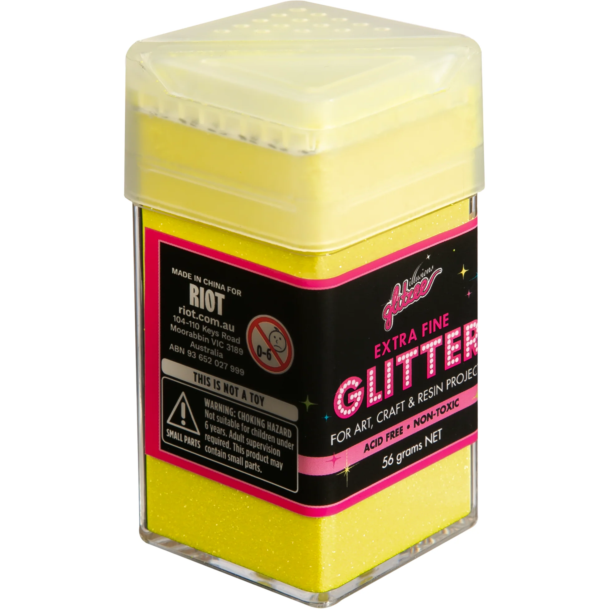 Illusions Extra Fine Glitter 0.2mm-Neon Yellow (56g) - Image 2