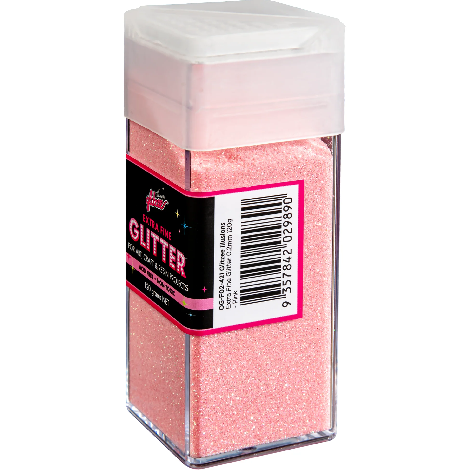 Illusions Extra Fine Ordinary Glitter 0.2mm-Pink (120g) - Image 3