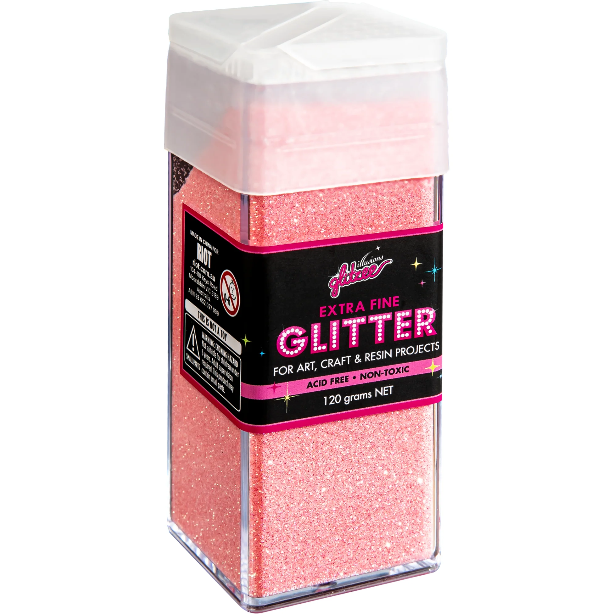 Illusions Extra Fine Ordinary Glitter 0.2mm-Pink (120g) - Image 4