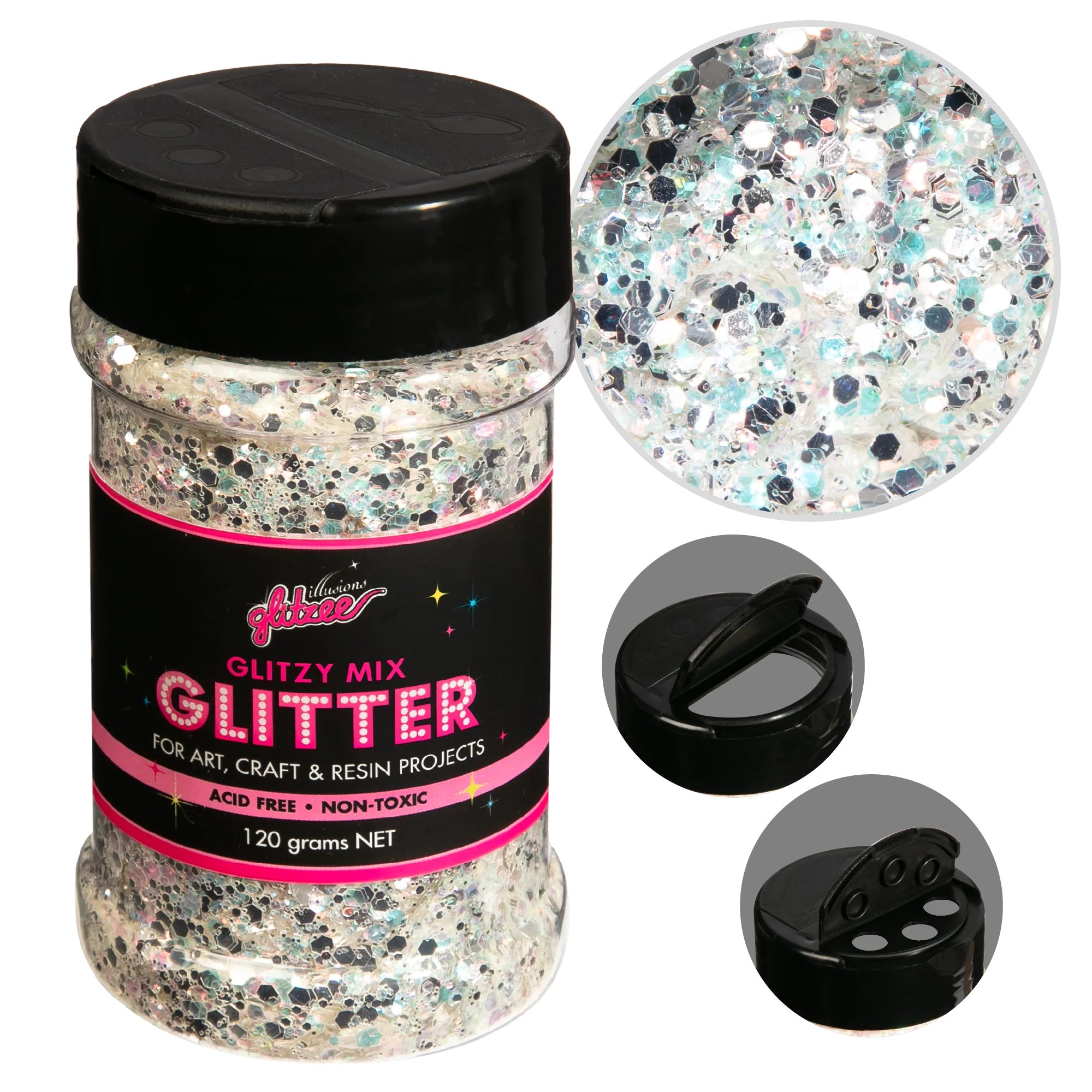 Illusions Glitzy Mix Specialty Glitter-Glitz Silver (113g)