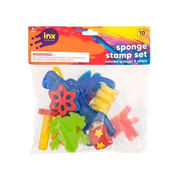 Inx Art Set with Sponges/Stamps/ Rollers/Blocks, 10pcs