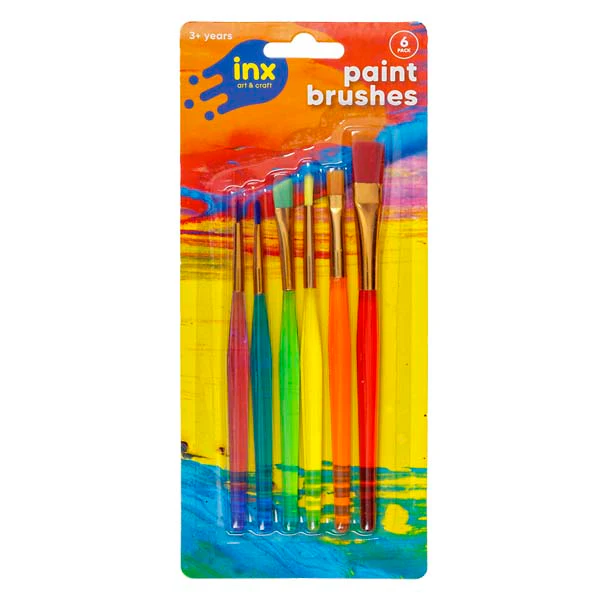 Inx Artists Coloured Paint Brushes, 6Pk