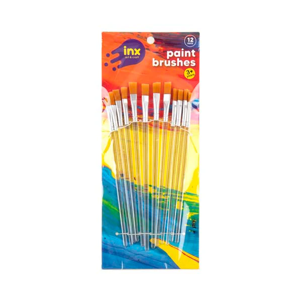 Inx Artists Paint Brushes, Assorted Sizes, 12pk
