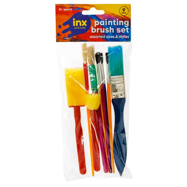 Inx Paint Brushes, Foam & Bristle, 9pcs