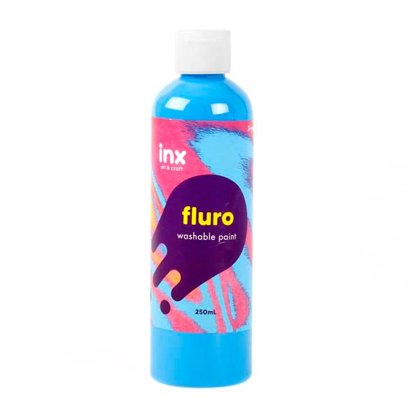 Inx Washable Paint, Fluro Blue, 250ml