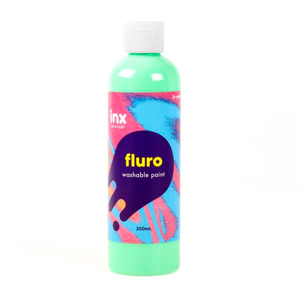 Inx Washable Paint, Fluro Green, 250ml