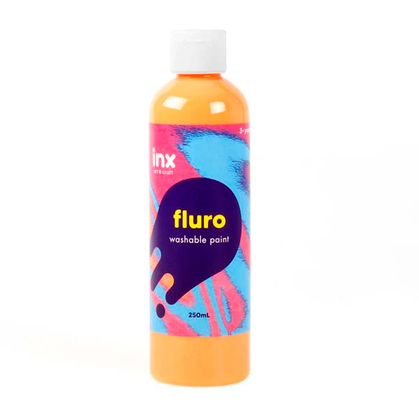 Inx Washable Paint, Fluro Orange, 250ml