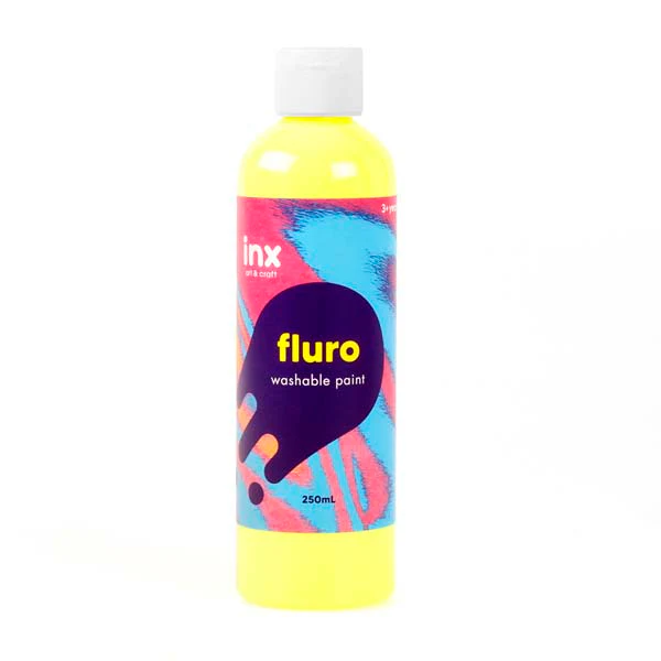 Inx Washable Paint, Fluro Yellow, 250ml