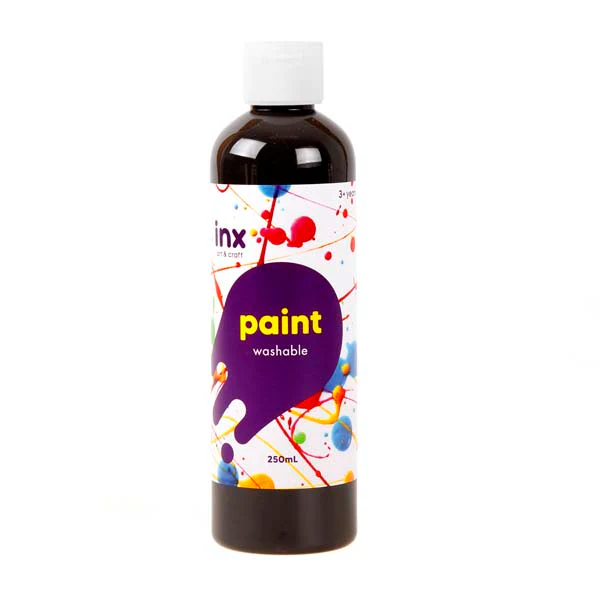 Inx Washable Paint, Tempera Black, 250ml