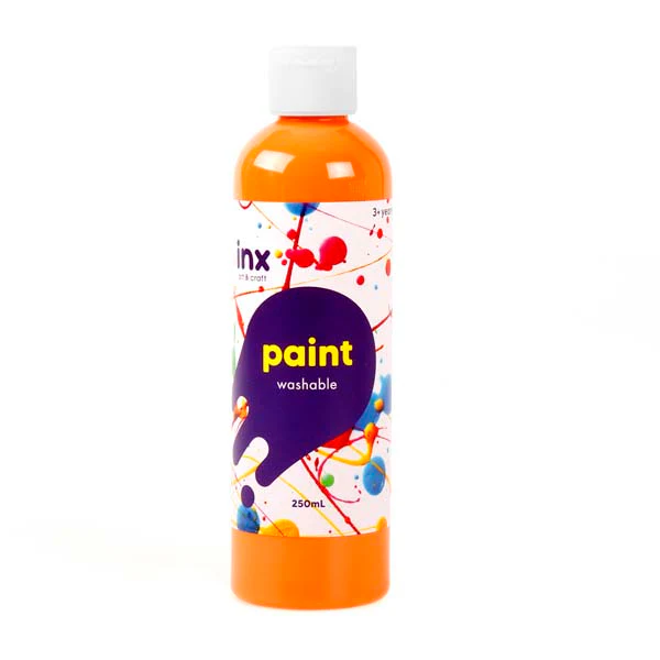 Inx Washable Paint, Tempera Orange, 250ml