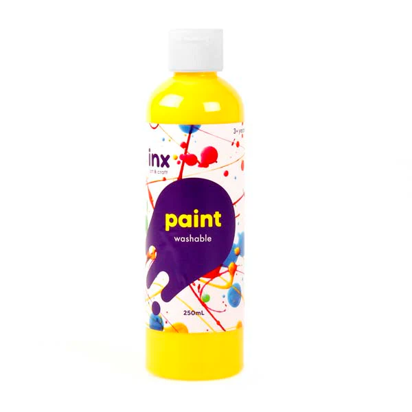 Inx Washable Paint, Tempera Yellow, 250ml