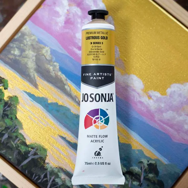 Jo Sonja's Matte Flow Acrylic Paint Metallic Lustrous Gold 75ml S3 - Image 3