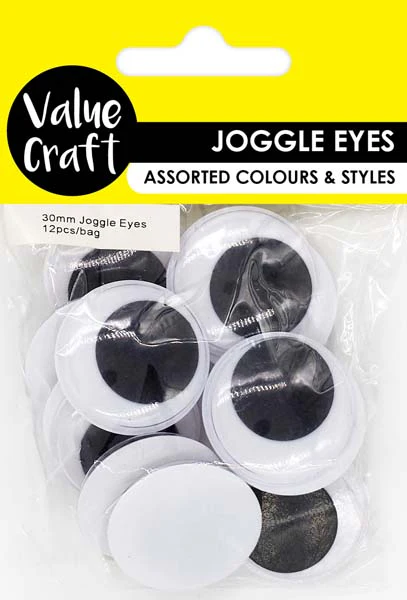 Joggle Eyes, Round, 30mm, 12pk