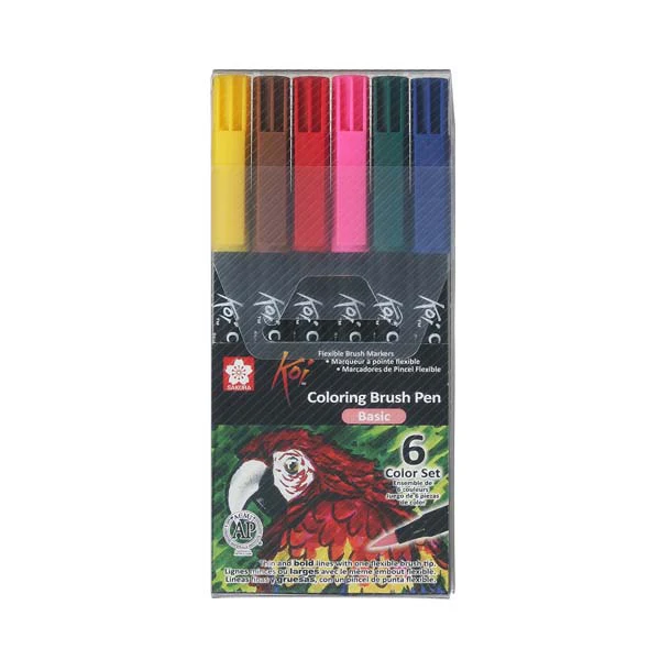 Koi Brush Pen, Set of 6, Basic Colours
