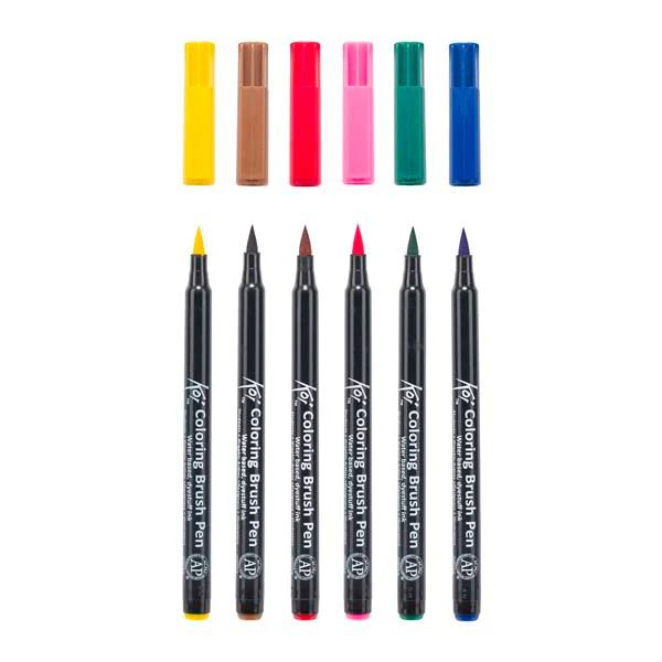 Koi Brush Pen, Set of 6, Basic Colours - Image 3